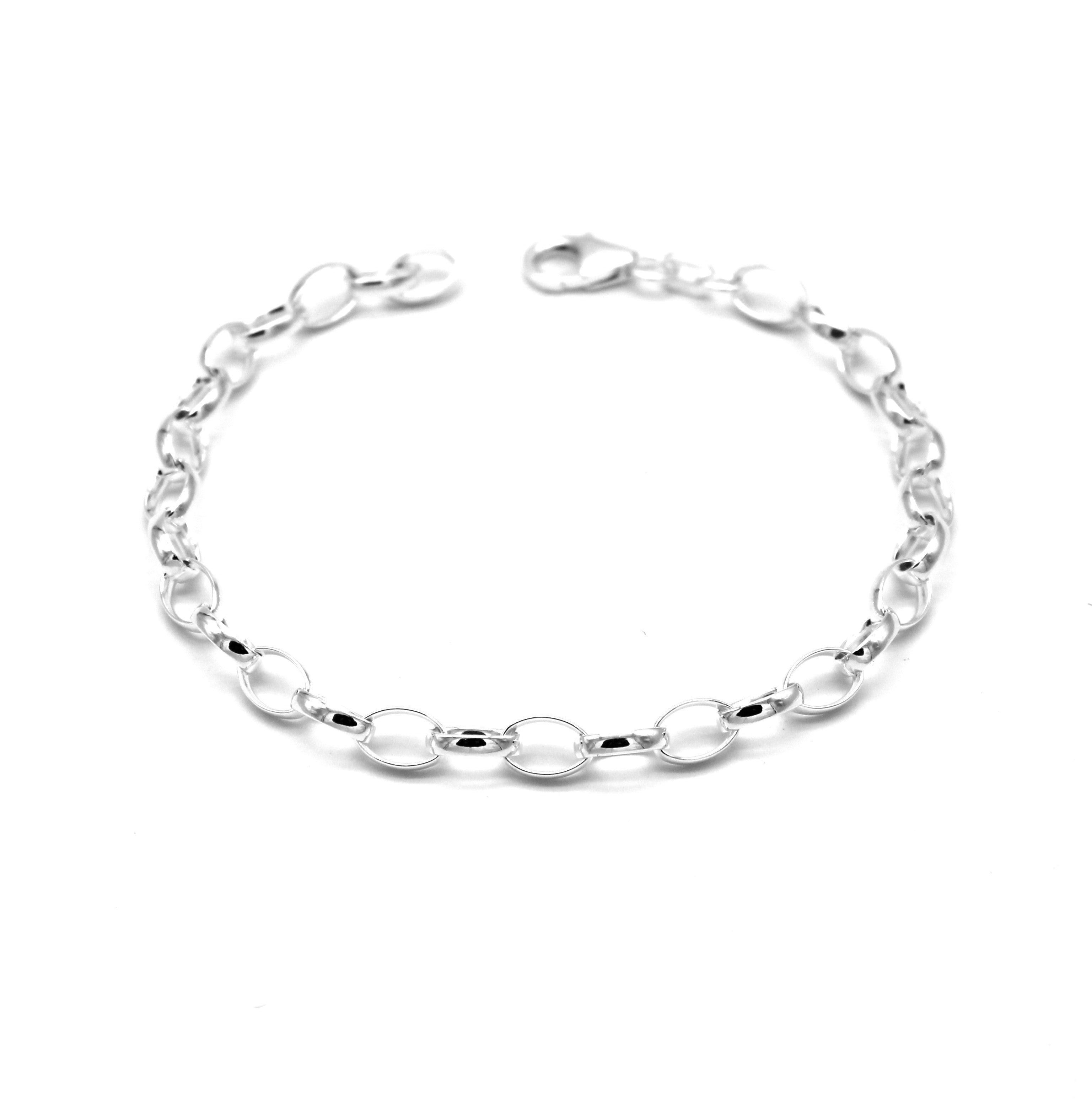 Erbsarmband Oval 925 Silber Rhodiniert 5mm