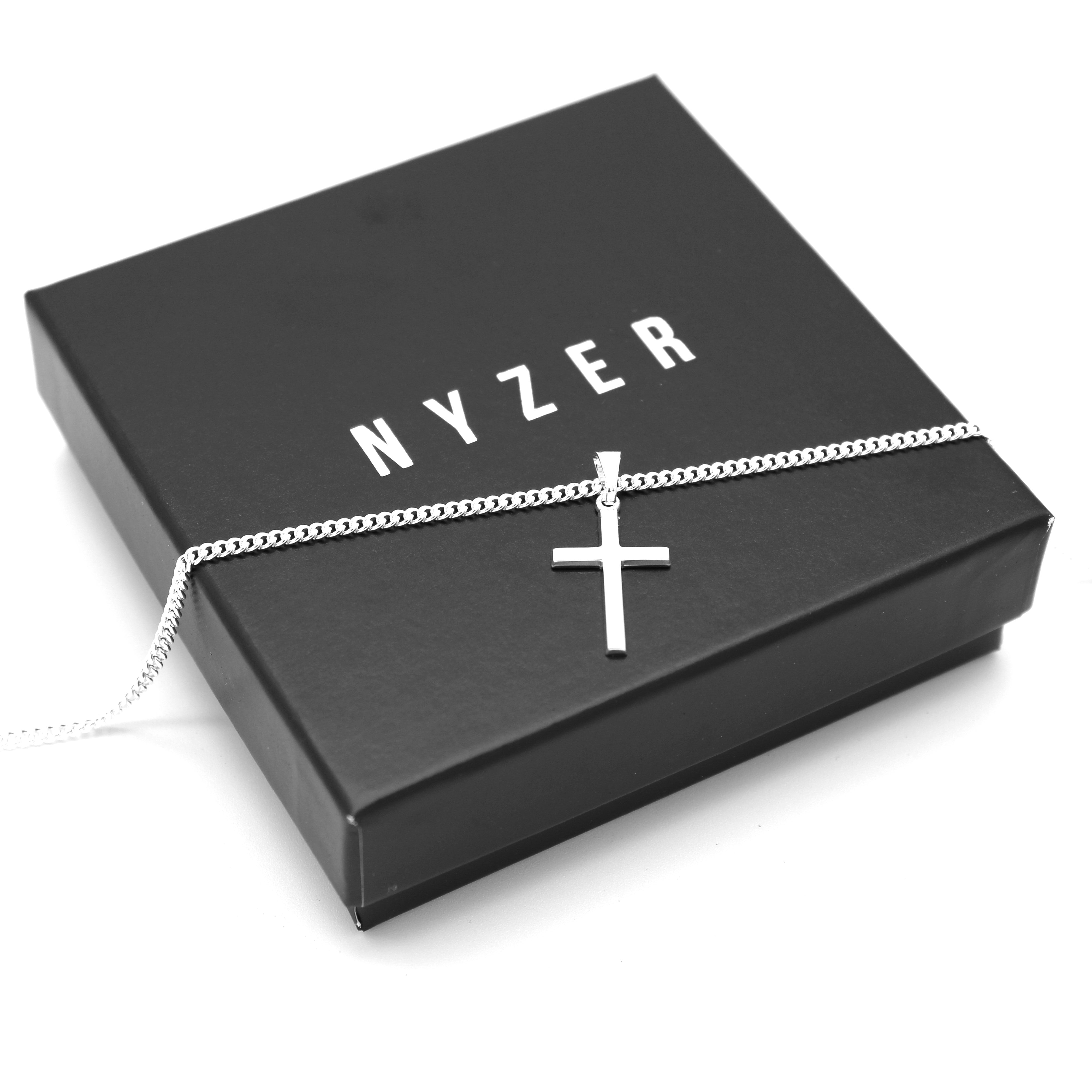 Kreuz Halskette 925 Silber Rhodiniert